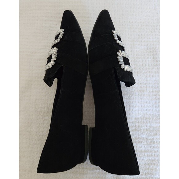 Sole Society Women's Shoes Size 10M Kelynn Black Suede Loafers Rhinestone Bling - Picture 3 of 9